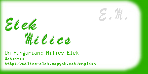 elek milics business card